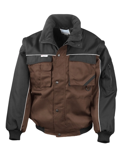 Zip Sleeve Heavy Duty Jacket zum Besticken und Bedrucken in der Farbe Tan-Black mit Ihren Logo, Schriftzug oder Motiv.