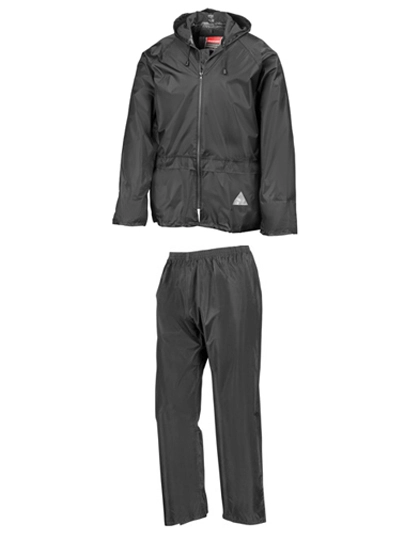 Waterproof Jacket & Trouser Set zum Besticken und Bedrucken in der Farbe Black mit Ihren Logo, Schriftzug oder Motiv.