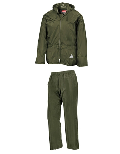 Waterproof Jacket & Trouser Set zum Besticken und Bedrucken in der Farbe Olive Green mit Ihren Logo, Schriftzug oder Motiv.