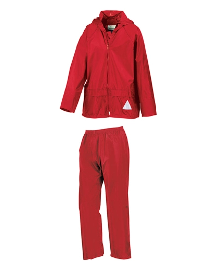 Junior Waterproof Jacket & Trouser Set zum Besticken und Bedrucken in der Farbe Red mit Ihren Logo, Schriftzug oder Motiv.