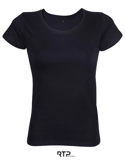 Women´s Tempo T-Shirt 185 gsm (Pack of 10) zum Besticken und Bedrucken in der Farbe Deep Black mit Ihren Logo, Schriftzug oder Motiv.