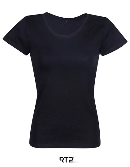 Women´s Cosmic T-Shirt 155 gsm (Pack of 5) zum Besticken und Bedrucken in der Farbe Deep Black mit Ihren Logo, Schriftzug oder Motiv.