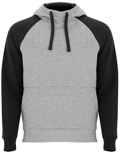 Badet Hooded Sweatshirt zum Besticken und Bedrucken in der Farbe Heather Grey 58-Black 02 mit Ihren Logo, Schriftzug oder Motiv.