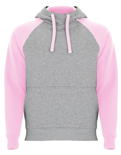 Badet Hooded Sweatshirt zum Besticken und Bedrucken in der Farbe Heather Grey 58-Light Pink 48 mit Ihren Logo, Schriftzug oder Motiv.