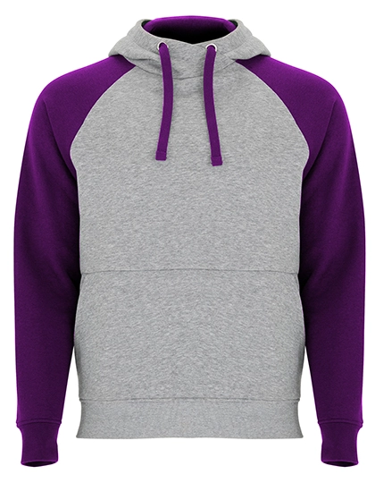 Badet Hooded Sweatshirt zum Besticken und Bedrucken in der Farbe Heather Grey 58-Purple 71 mit Ihren Logo, Schriftzug oder Motiv.