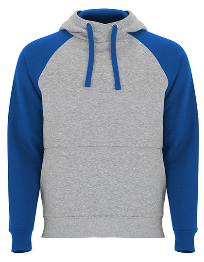 Badet Hooded Sweatshirt zum Besticken und Bedrucken in der Farbe Heather Grey 58-Royal Blue 05 mit Ihren Logo, Schriftzug oder Motiv.