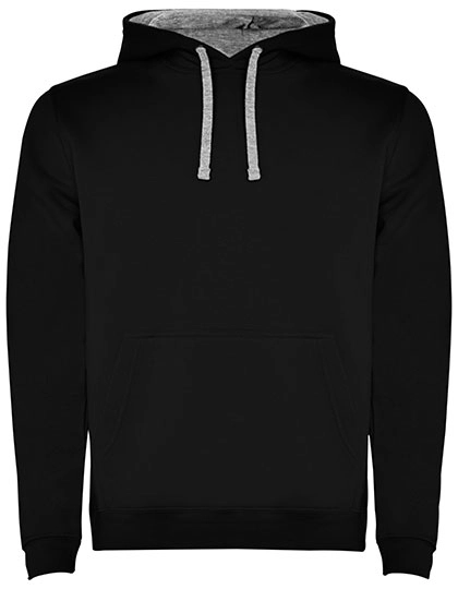 Men´s Urban Hooded Sweatshirt zum Besticken und Bedrucken in der Farbe Black 02-Heather Grey 58 mit Ihren Logo, Schriftzug oder Motiv.
