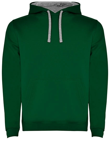 Men´s Urban Hooded Sweatshirt zum Besticken und Bedrucken in der Farbe Bottle Green 56-Heather Grey 58 mit Ihren Logo, Schriftzug oder Motiv.