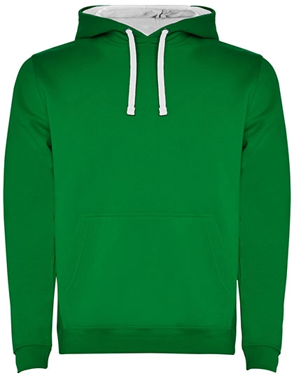 Men´s Urban Hooded Sweatshirt zum Besticken und Bedrucken in der Farbe Kelly Green 20-White 01 mit Ihren Logo, Schriftzug oder Motiv.