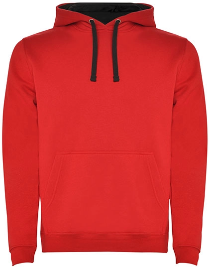 Men´s Urban Hooded Sweatshirt zum Besticken und Bedrucken in der Farbe Red 60-Black 02 mit Ihren Logo, Schriftzug oder Motiv.