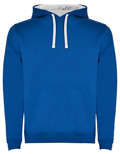 Men´s Urban Hooded Sweatshirt zum Besticken und Bedrucken in der Farbe Royal Blue 05-White 01 mit Ihren Logo, Schriftzug oder Motiv.