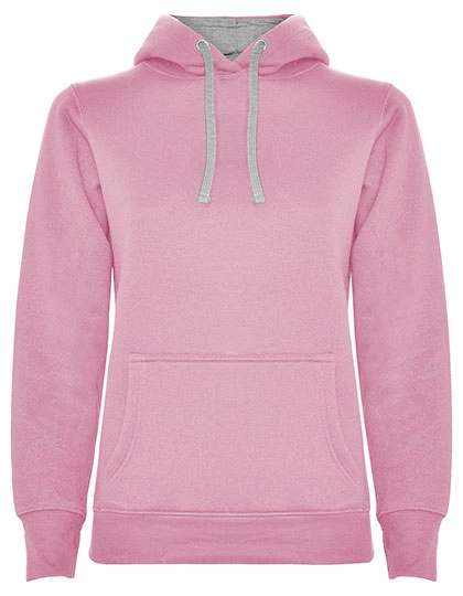 Women´s Urban Hooded Sweatshirt zum Besticken und Bedrucken in der Farbe Light Pink 48-Heather Grey 58 mit Ihren Logo, Schriftzug oder Motiv.