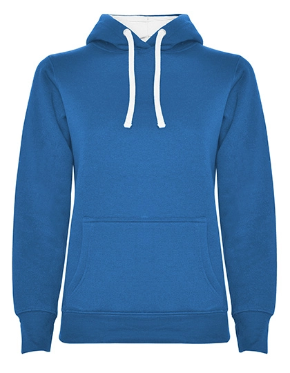 Women´s Urban Hooded Sweatshirt zum Besticken und Bedrucken in der Farbe Royal Blue 05-White 01 mit Ihren Logo, Schriftzug oder Motiv.