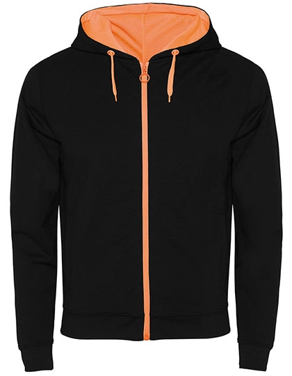 Fuji Sweat-Jacket zum Besticken und Bedrucken in der Farbe Black 02-Fluor Orange 223 mit Ihren Logo, Schriftzug oder Motiv.