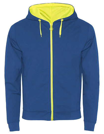 Fuji Sweat-Jacket zum Besticken und Bedrucken in der Farbe Royal Blue 05-Fluor Yellow 221 mit Ihren Logo, Schriftzug oder Motiv.