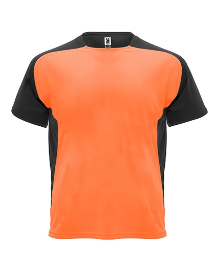 Bugatti T-Shirt zum Besticken und Bedrucken in der Farbe Fluor Orange 223-Black 02 mit Ihren Logo, Schriftzug oder Motiv.