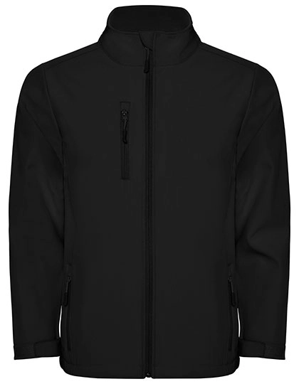 Kids´ Nebraska Softshell Jacket zum Besticken und Bedrucken in der Farbe Black 02 mit Ihren Logo, Schriftzug oder Motiv.