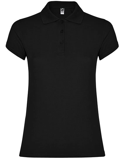 Women´s Star Poloshirt zum Besticken und Bedrucken in der Farbe Black 02 mit Ihren Logo, Schriftzug oder Motiv.