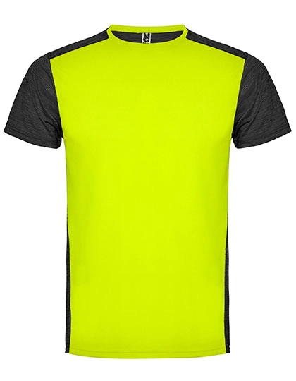 Men´s Zolder T-Shirt zum Besticken und Bedrucken in der Farbe Fluor Yellow 221-Heather Black 243 mit Ihren Logo, Schriftzug oder Motiv.