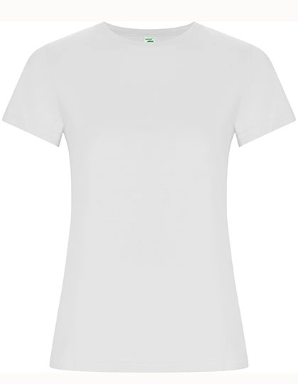 Women´s Golden Organic T-Shirt zum Besticken und Bedrucken in der Farbe White 01 mit Ihren Logo, Schriftzug oder Motiv.