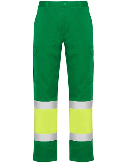 Naos Hi-Viz Trousers zum Besticken und Bedrucken in der Farbe Garden Green 52-Fluor Yellow 221 mit Ihren Logo, Schriftzug oder Motiv.