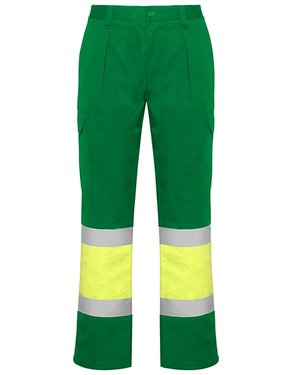 Soan Hi-Viz Trousers zum Besticken und Bedrucken in der Farbe Garden Green 52-Fluor Yellow 221 mit Ihren Logo, Schriftzug oder Motiv.