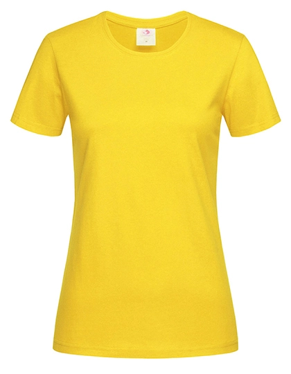 Classic-T Fitted Women zum Besticken und Bedrucken in der Farbe Yellow mit Ihren Logo, Schriftzug oder Motiv.