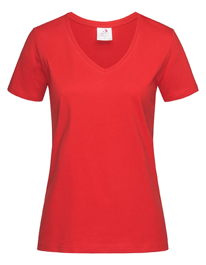 Classic-T V-Neck Women zum Besticken und Bedrucken in der Farbe Scarlet Red mit Ihren Logo, Schriftzug oder Motiv.