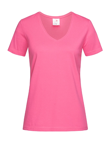 Classic-T V-Neck Women zum Besticken und Bedrucken in der Farbe Sweet Pink mit Ihren Logo, Schriftzug oder Motiv.
