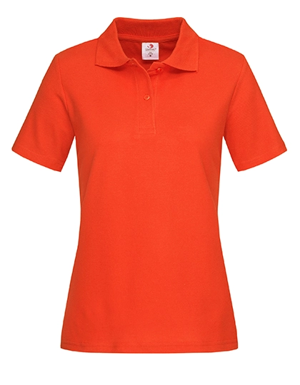 Short Sleeve Polo Women zum Besticken und Bedrucken in der Farbe Brilliant Orange mit Ihren Logo, Schriftzug oder Motiv.