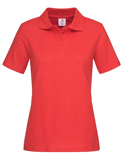 Short Sleeve Polo Women zum Besticken und Bedrucken in der Farbe Scarlet Red mit Ihren Logo, Schriftzug oder Motiv.