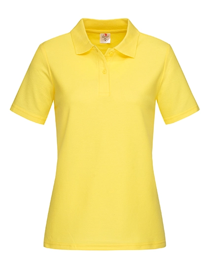 Short Sleeve Polo Women zum Besticken und Bedrucken in der Farbe Yellow mit Ihren Logo, Schriftzug oder Motiv.
