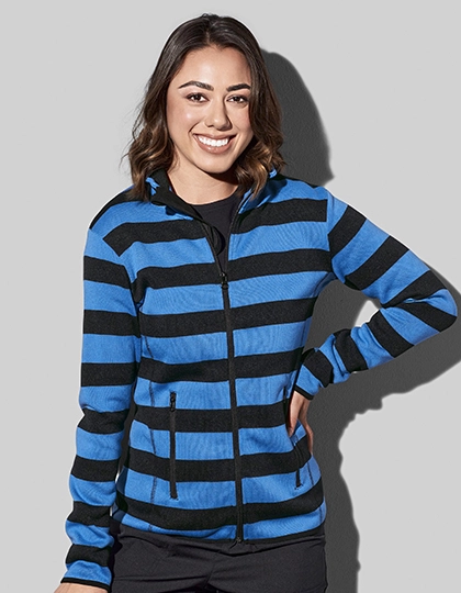 Striped Fleece Jacket Women zum Besticken und Bedrucken mit Ihren Logo, Schriftzug oder Motiv.