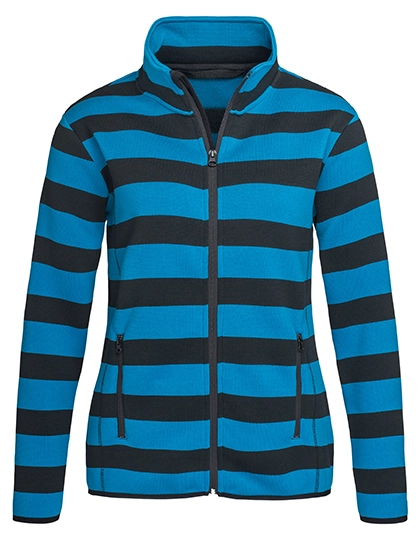 Striped Fleece Jacket Women zum Besticken und Bedrucken in der Farbe Brilliant Blue mit Ihren Logo, Schriftzug oder Motiv.