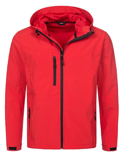 Softest Shell Hooded Jacket zum Besticken und Bedrucken in der Farbe Crimson Red mit Ihren Logo, Schriftzug oder Motiv.
