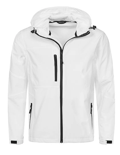Softest Shell Hooded Jacket zum Besticken und Bedrucken in der Farbe White mit Ihren Logo, Schriftzug oder Motiv.