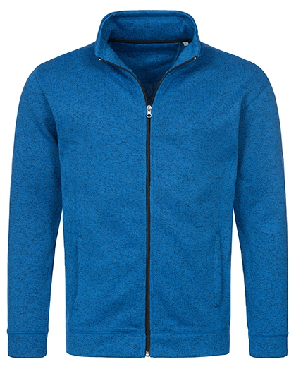 Knit Fleece Jacket zum Besticken und Bedrucken in der Farbe Blue Melange mit Ihren Logo, Schriftzug oder Motiv.