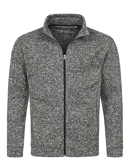 Knit Fleece Jacket zum Besticken und Bedrucken in der Farbe Dark Grey Melange mit Ihren Logo, Schriftzug oder Motiv.