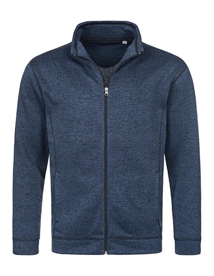 Knit Fleece Jacket zum Besticken und Bedrucken in der Farbe Marina Blue Melange mit Ihren Logo, Schriftzug oder Motiv.