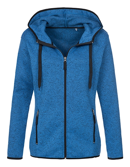 Knit Fleece Jacket Women zum Besticken und Bedrucken in der Farbe Blue Melange mit Ihren Logo, Schriftzug oder Motiv.