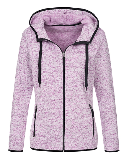 Knit Fleece Jacket Women zum Besticken und Bedrucken in der Farbe Purple Melange mit Ihren Logo, Schriftzug oder Motiv.