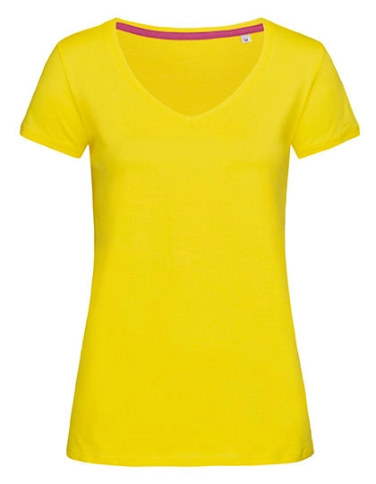 Megan V-Neck Women zum Besticken und Bedrucken in der Farbe Daisy Yellow mit Ihren Logo, Schriftzug oder Motiv.