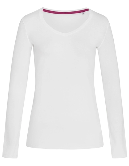 Claire Long Sleeve Women zum Besticken und Bedrucken in der Farbe White mit Ihren Logo, Schriftzug oder Motiv.