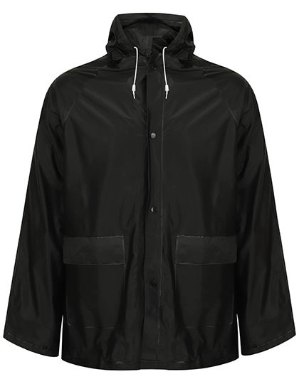 Adults Unisex Rain Jacket zum Besticken und Bedrucken in der Farbe Black mit Ihren Logo, Schriftzug oder Motiv.