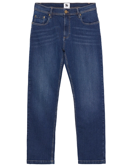 Leo Straight Jeans zum Besticken und Bedrucken in der Farbe Dark Blue Wash mit Ihren Logo, Schriftzug oder Motiv.