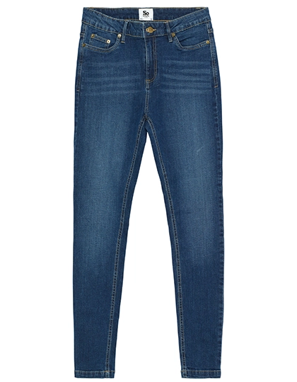 Lara Skinny Jeans zum Besticken und Bedrucken in der Farbe Dark Blue Wash mit Ihren Logo, Schriftzug oder Motiv.