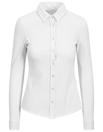 Anna Knitted Shirt zum Besticken und Bedrucken in der Farbe White mit Ihren Logo, Schriftzug oder Motiv.
