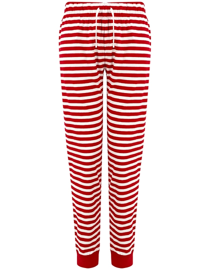 Women´s Cuffed Lounge Pants zum Besticken und Bedrucken in der Farbe Red-White Stripes mit Ihren Logo, Schriftzug oder Motiv.