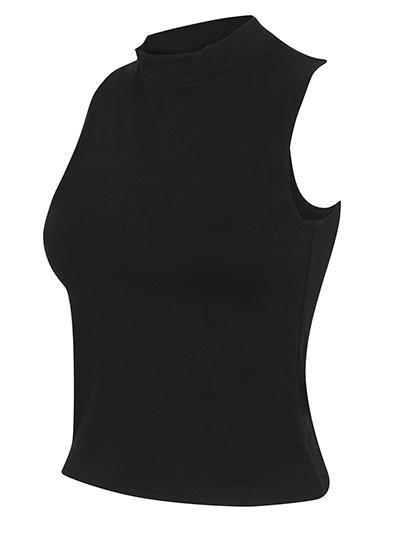 Women´s High Neck Crop Vest zum Besticken und Bedrucken in der Farbe Black mit Ihren Logo, Schriftzug oder Motiv.