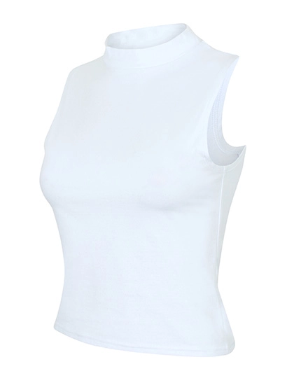 Women´s High Neck Crop Vest zum Besticken und Bedrucken in der Farbe White mit Ihren Logo, Schriftzug oder Motiv.